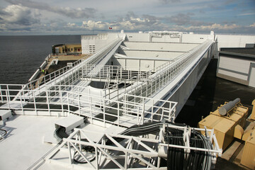 Russia. Saint-Petersburg. A complex of flood defenses (dam). Ship-passing facility.