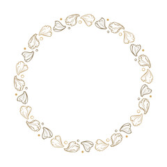 Vector round floral petals wreath. Elegant graphic frame.