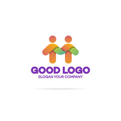 Support community logo consisting as two people for use teamwork, social logo, partnership, communication and family logo