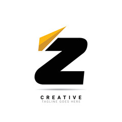 Initial Z logo letter alphabet with a paper airplane. Creative Z letter logo for company brand identity, travel, logistic, business logo template