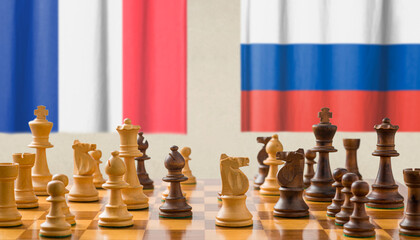 Concept with chess pieces - France and Russia