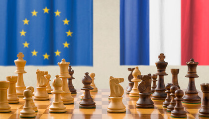 Concept with chess pieces - European Union and France