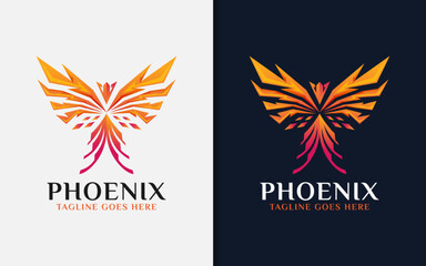Abstract Stylish Orange Phoenix Logo Design. Vector Logo Illustration.