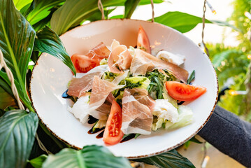 salad with jamon and tomatoes