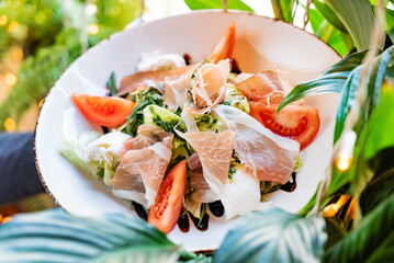 salad with jamon and tomatoes