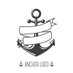 Anchor logo. Vintage Logotypes or insignias set. Vector design elements, business signs, logos, identity, labels, badges, apparel, ribbons, stickers and other branding objects. Vector Illustration.