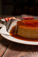 Flan . Quesillo. creme brulee. Milk and egg dessert. Egg tart. Dessert. Candy.