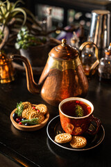 Christmas tea with cookies and candy