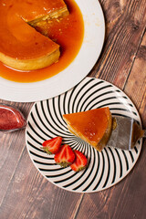 Flan . Quesillo. creme brulee. Milk and egg dessert. Egg tart. Dessert. Candy.