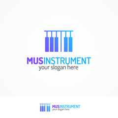 Music instrument logo set with piano keys icon modern color style isolated on white background for use music store, sound company, audio system shop, equipment market etc. Vector Illustration