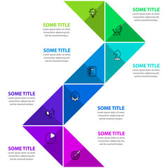Infographic template. Line with 8 steps formed by triangles