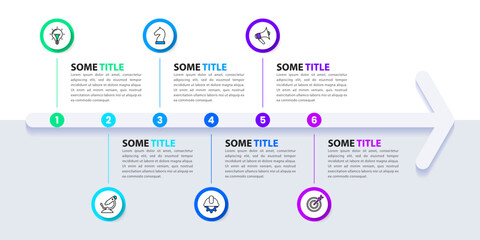 Infographic template. Arrow as a timeline with six steps