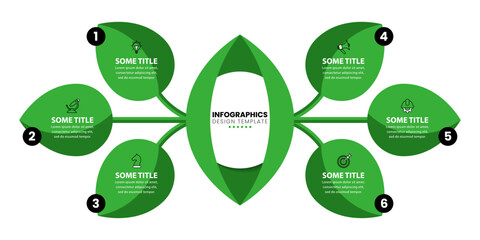 Infographic template. 6 plant leaves with text