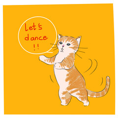 Cute cat icon character hand drawn vector illustration. Isolated on orange background.