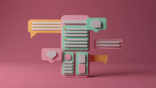 Colorful Mobile Interface 3D animation