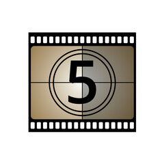 Cinema, movie countdown retro illustration. Vector illustration in a flat style, 5 seconds.