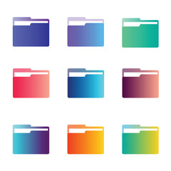 Folder icons set. All type of document, file formats vector illustration symbols collection. Computer folder, folders gradient.