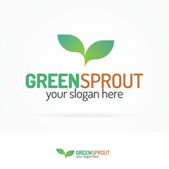 Green sprout logo set with silhouette leaves modern color style for your eco company, agriculture, nature firm, ecology, healthy organic and farm fresh food etc. Vector Illustration