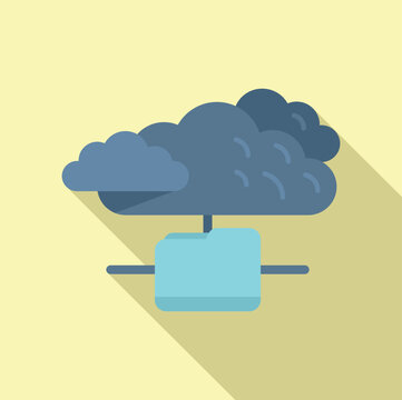 Database cloud icon flat vector. Platform system