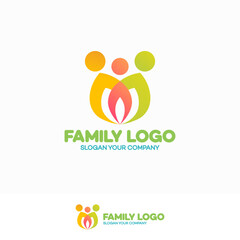 Family logo consisting of simple figures mom, dad and child used for family medicine practice, people logo, team, group, friendship. Vector Illustration
