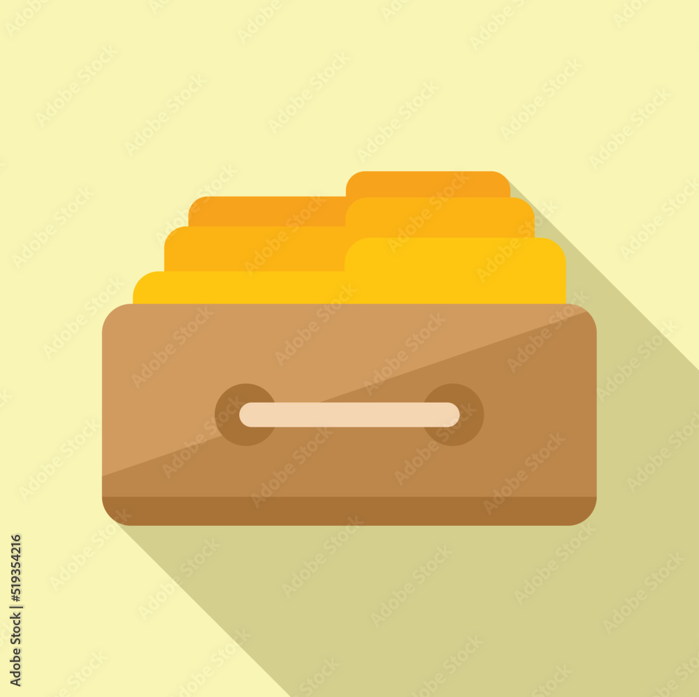 Poster folder drawer icon flat vector. platform system