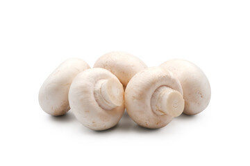 Fresh whole champignon mushrooms isolated on white background          - Powered by Adobe