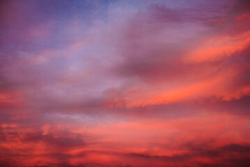 Naklejka na ściany i meble Beautiful red and blue sky at sunset