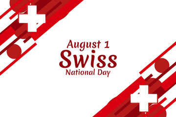 Obraz premium August 1, Swiss national day vector illustration. Suitable for greeting card, poster and banner.