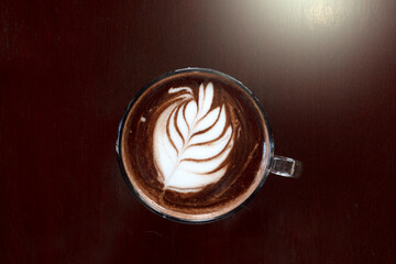 Hot Mocha coffee in nature background.