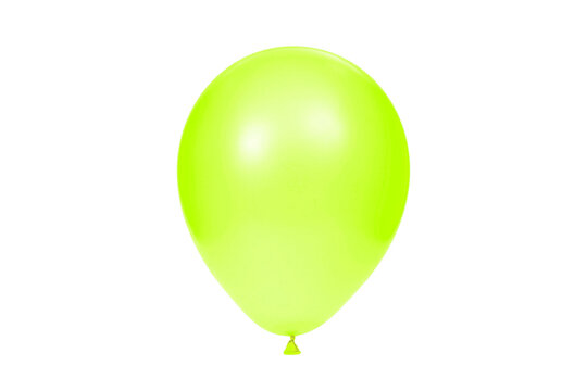 Green balloon isolated on white background. Template for postcard, banner, poster, web design. Festive decoration for celebrations and birthday. High resolution photo.