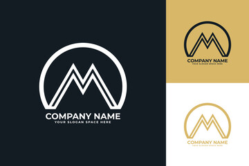 letter m minimal logo template