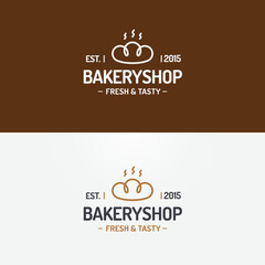 Bakery shop logo set modern line style for use bread house, loaf store, food market, cafe, restaurant etc. Vector Illustration