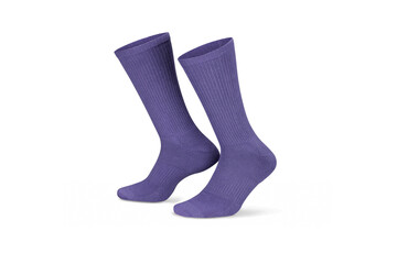 Pair of purple cotton socks isolated on white. Set of short socks for sports as mock up and label...