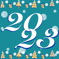 2023,new year,congratulations on the year 2023,christmas tree,gift,snowflakes,snowman,deer,heart,star,man,christmas, pattern, water, vector, design, snow, illustration, snowflake, winter, drop, vector