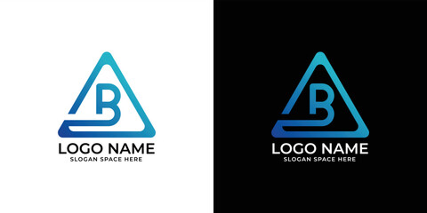 b letter logo with triangle shape vector design template