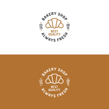 Bakery shop logo set with croissant modern line style for use bread house, cupcake store, food market, cafe, restaurant etc. Vector Illustration