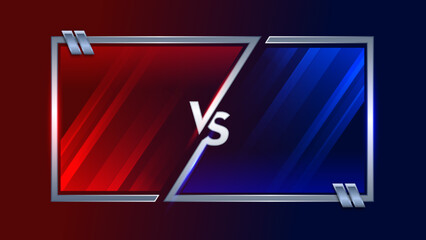 VS Versus Battle headline Modern banner template, Red and Blue shiny background, Fight Game, Game Interface. Vector