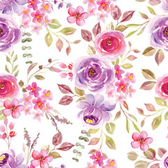 Seamless pattern watercolor flower background