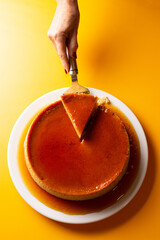 Flan . Quesillo. creme brulee. Milk and egg dessert. Egg tart. Dessert. Candy.