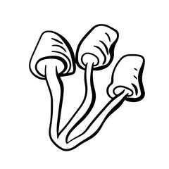 Magic mushrooms for witchcraft. Doodle vector illustration