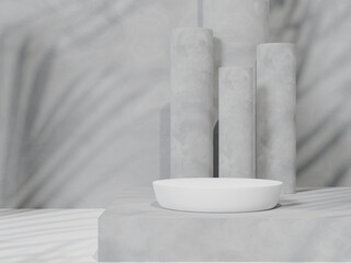 3d rendering Minimal product display on concrete background. podium. Concept scene stage showcase for new product, promotion sale, banner, presentation, cosmetic