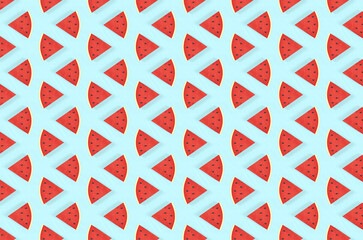 Watermelon seamless pattern. Fruit and berry seamless watermelon background. Juicy cute pattern 3d-rendering