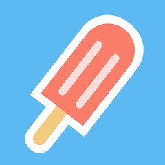 Ice cream fruit ice on a stick icon summer symbol, flat design