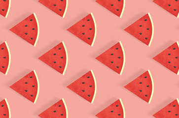 Watermelon seamless pattern. Fruit and berry seamless watermelon background. Juicy cute pattern 3d-rendering