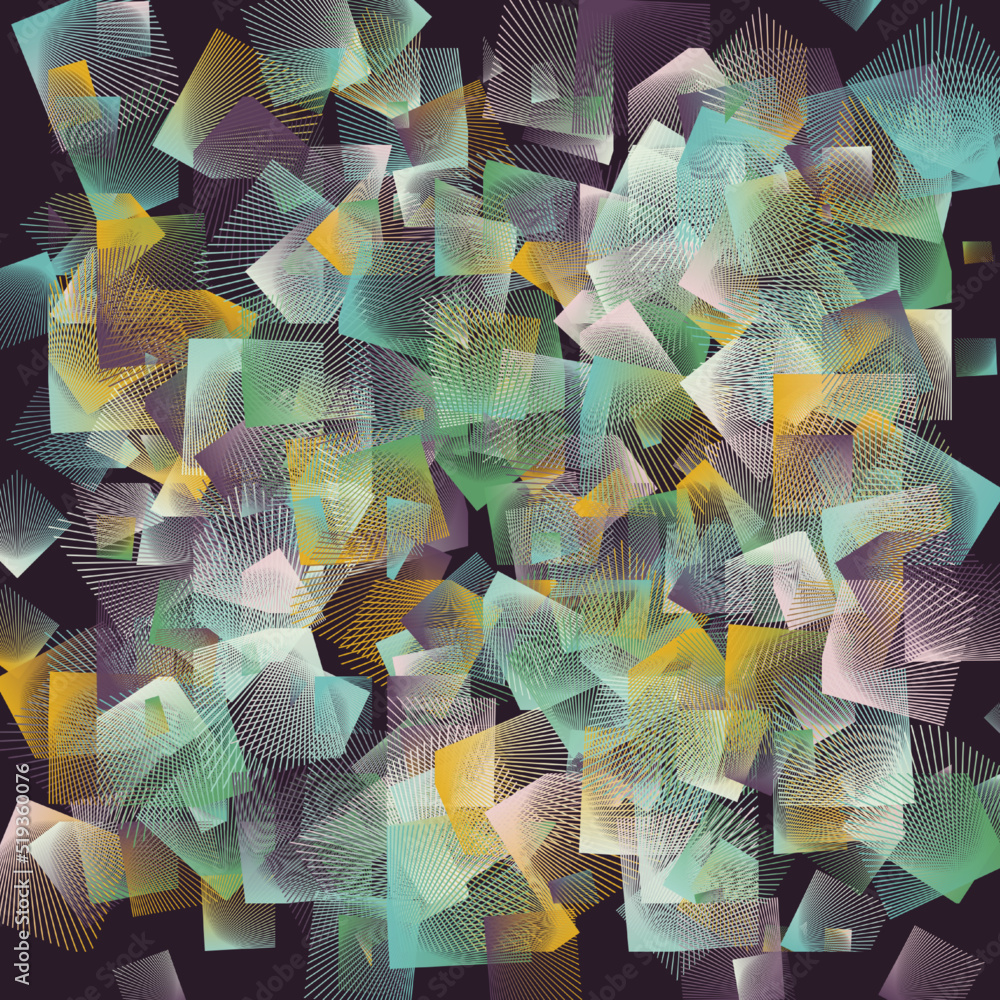 Poster abstract vector graphics made with generative art approach using geometric shapes