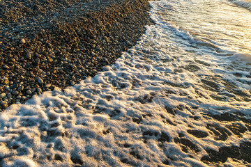 Sea Waves on Pebble Beach