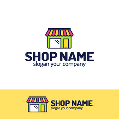 Shop logo set consisting of shopping store color style for your fashion store, on line shop etc. Vector Illustration