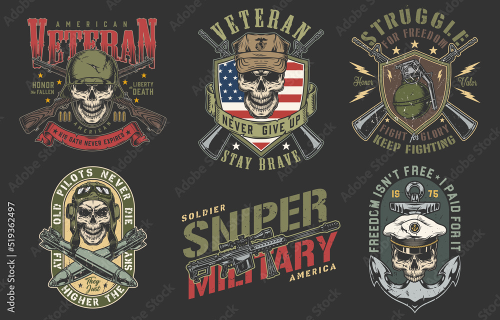 Canvas Prints Military set vintage flyer colorful