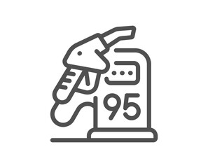 Petrol station line icon. Filling station sign. E10 petroleum fuel symbol. Quality design element. Linear style petrol station icon. Editable stroke. Vector