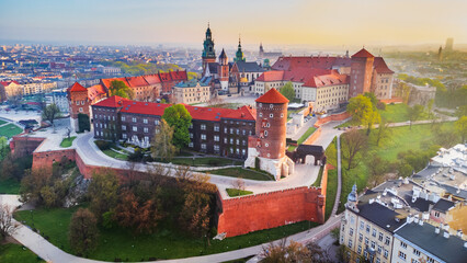 Krakow, Poland - Wawel Castle aerial view, Cracovia.